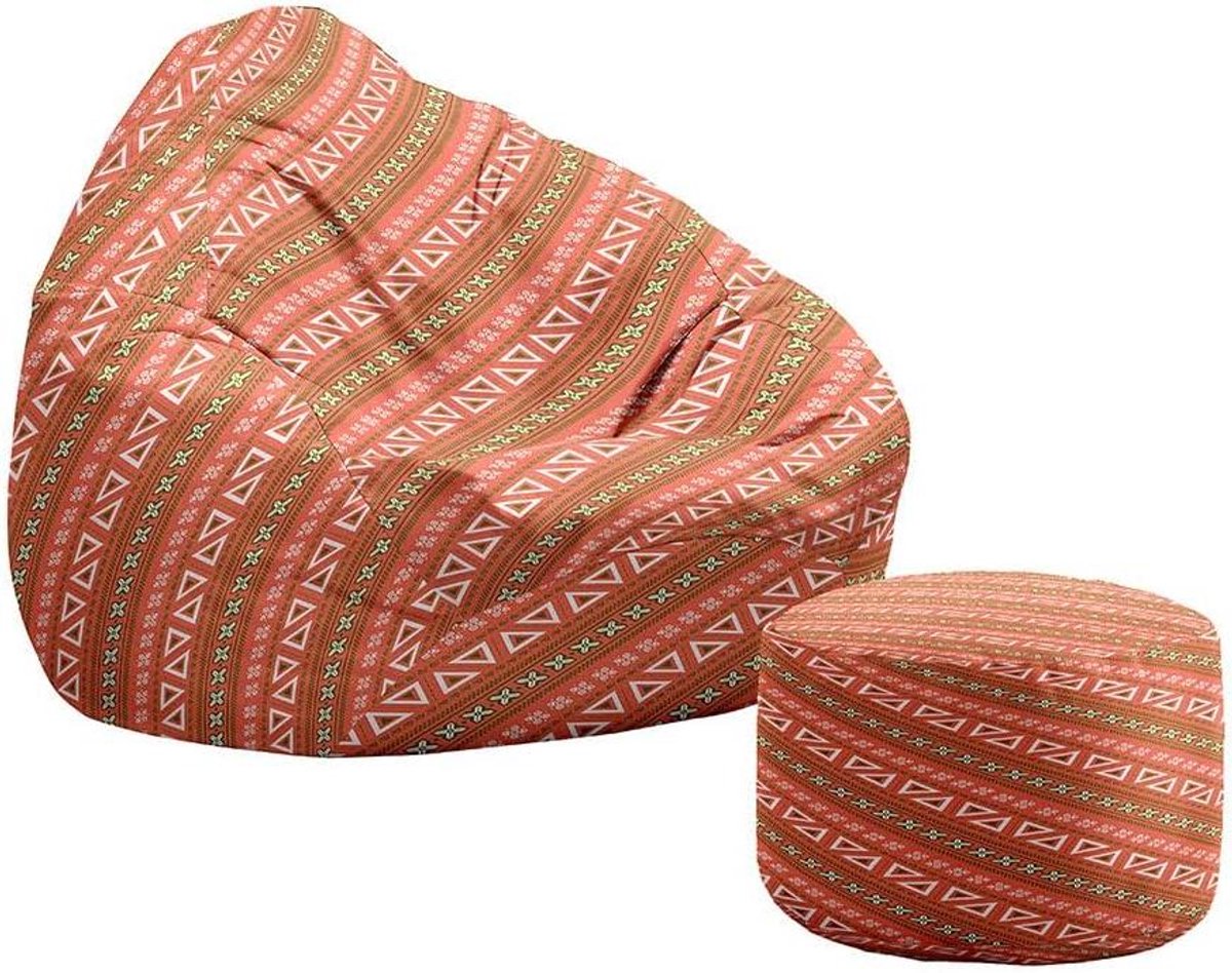Zitzak met Poef - Luie Stoel Opbergzak - Comfortabel Ontspannen - Ademend en Wasbaar - 70x80+20x30cm - Vintage Paisley