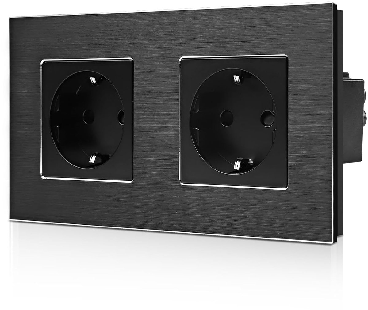 Inbouw stopcontact dubbel - aluminium frame - moderne uitstraling - perfect voor jouw interieur - ShopVlot