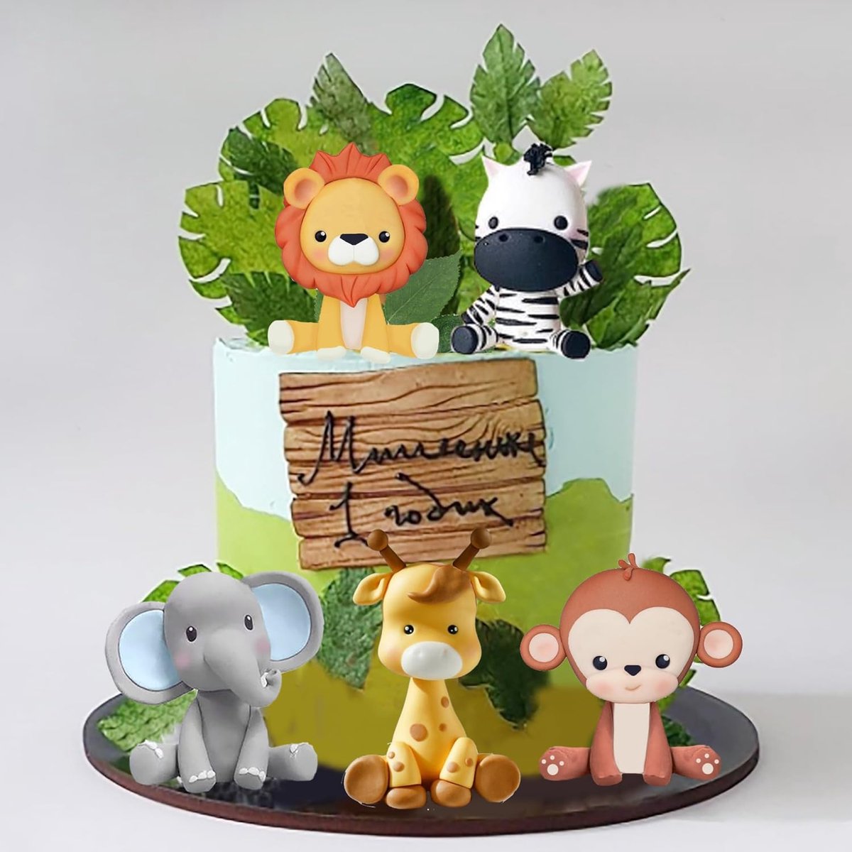 Taartdecoratie Dieren Happy Birthday - 3D Cake Toppers - Bosdieren voor 1-3 Jaar - ShopVlot