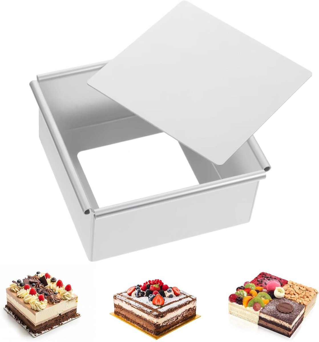 Vierkante bakvorm 20 cm - aluminiumlegering - met verwijderbare bodem - ideaal voor taarten en lasagne - ShopVlot