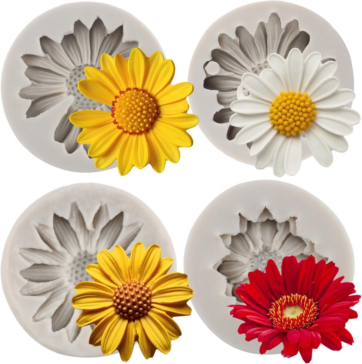 bloem siliconen mal madeliefje bloem fondant mallen voor taart decoratie cupcake topper snoep polymeer klei chocolade kauwgom pasta set van 4
