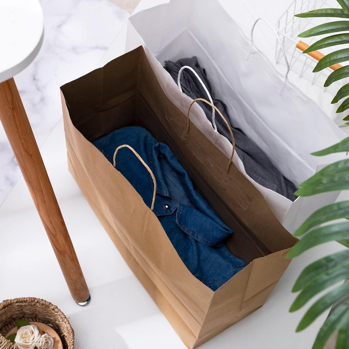 Papieren draagtas 25 stuks - bruin - duurzaam - ideaal voor boodschappen - SnelShoppen