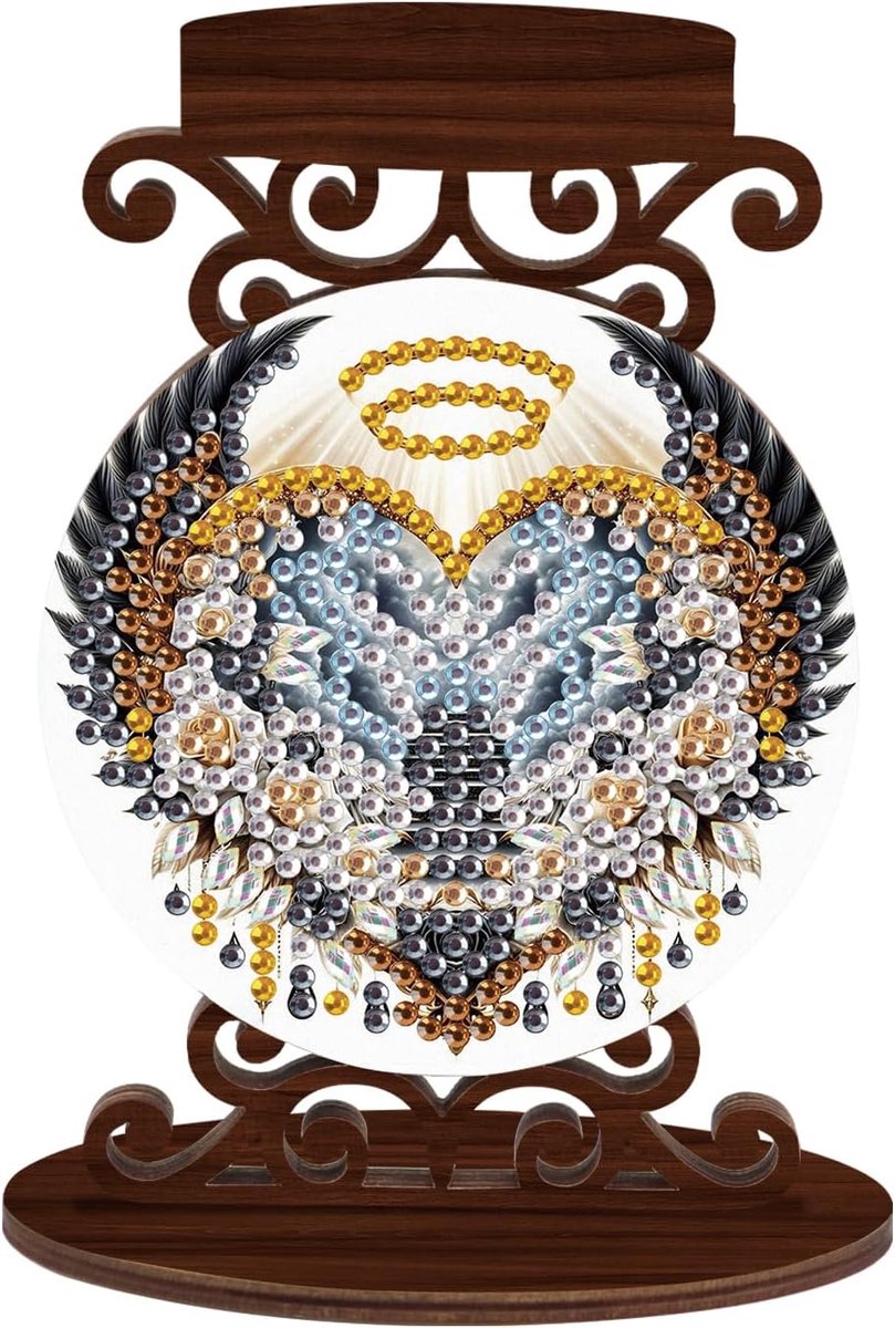 Diamond Painting Kandelaar, houten plaat, 10 x 13,5 cm, diamant schilderij, kaarsenhouder, liefde, voor doopkaarsen, kaarsenstandaard, kandelaar voor tafeldecoratie, kandelaar, bruiloft, gebed