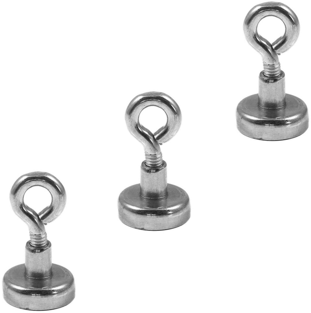 3 stuks neodymium N35 oogmagneet 16 mm Ø | hechtkracht 5,5 kg | 3 x super sterke neodymium potmagneet met oog of ringschroef verzinkt | Magneetoog extra sterk, magneet met oog