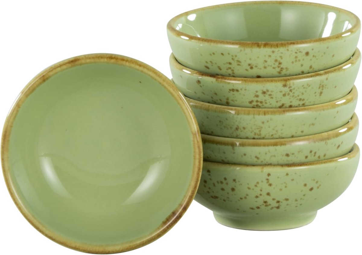 6-delige sojaschaal 8 cm, Nature Collection, GREEN 22082, aardewerk