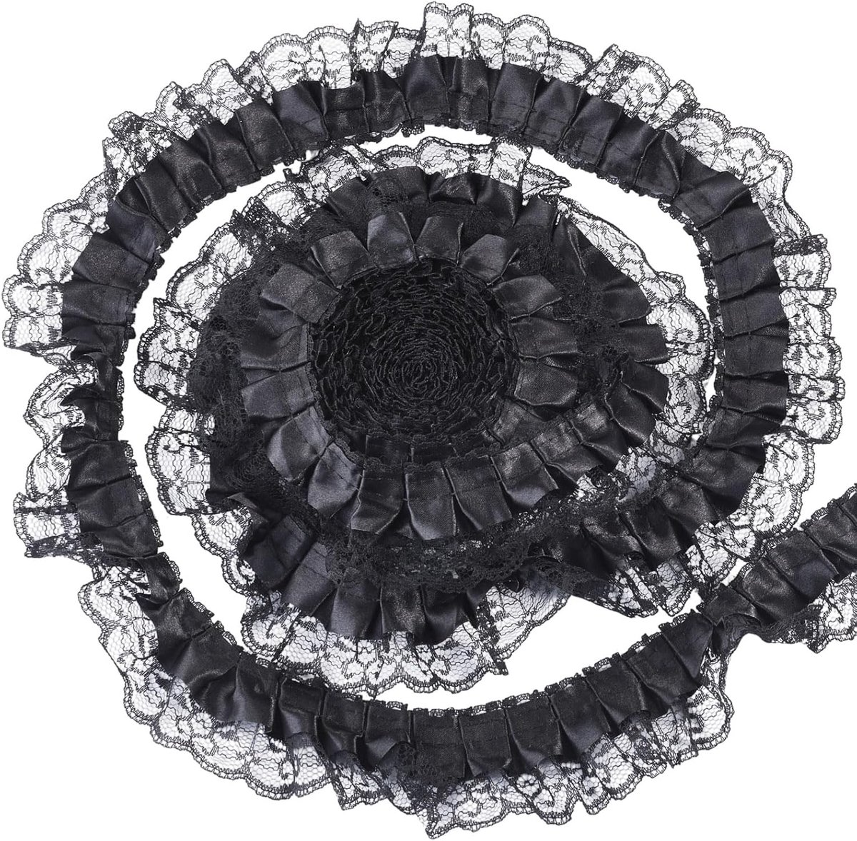 12,5 Yards Zwarte Ruche Geplooide Kant Trim Verzameld Ruche Rand Lint Rand Trimmen voor DIY Ambachten Applique Naaien Bruiloft Versiering 43mm