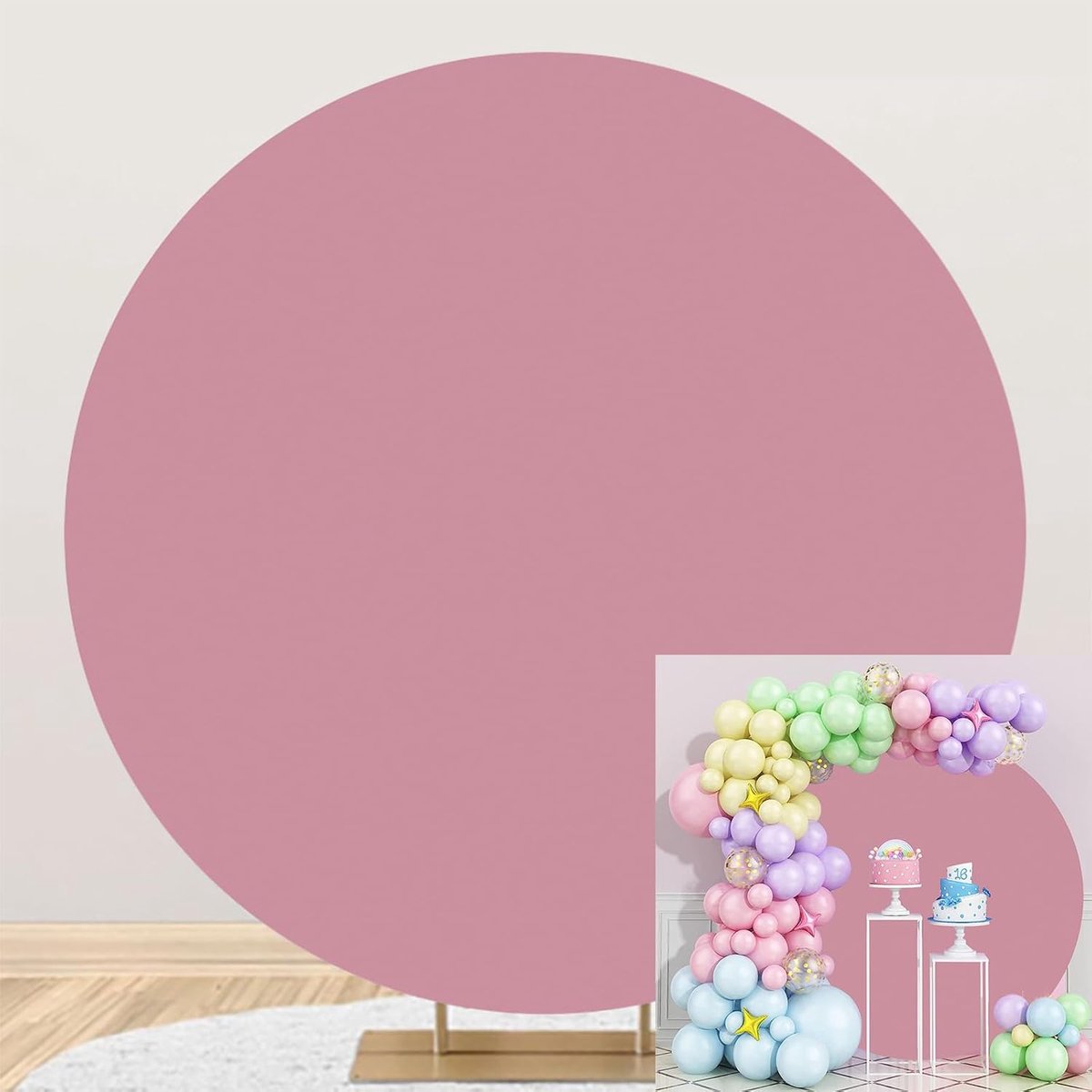 200 cm puur roze ronde achtergrond, jongens meisjes verjaardag bruiloft feest cirkel achtergronden afdekking (zonder boog) bruiloft douche mannen vrouwen portret studio portret foto prop
