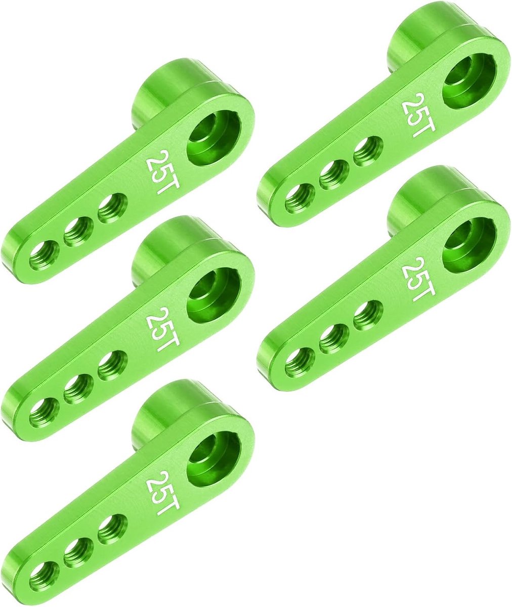 5 stuks aluminium servohoorn 25T servohoorn besturing korte arm 28 mm lengte groen geschikt voor doe-het-zelf RC auto/boot/vliegtuigen boot modelaccessoires