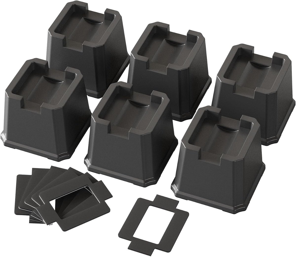 Bedverhogers 7,6 cm Zware 6-pack Meubelliften Past op wielen van Bed, Sofa, Tafel en Bank, Zwart