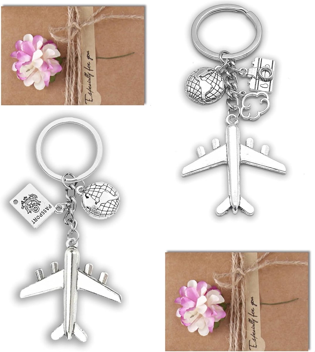 & nieuw begin cadeau voor reizigers - metalen sleutelhanger met kraftpapier envelop - reisgeluksbrenger afscheidscadeau voor globetrotters