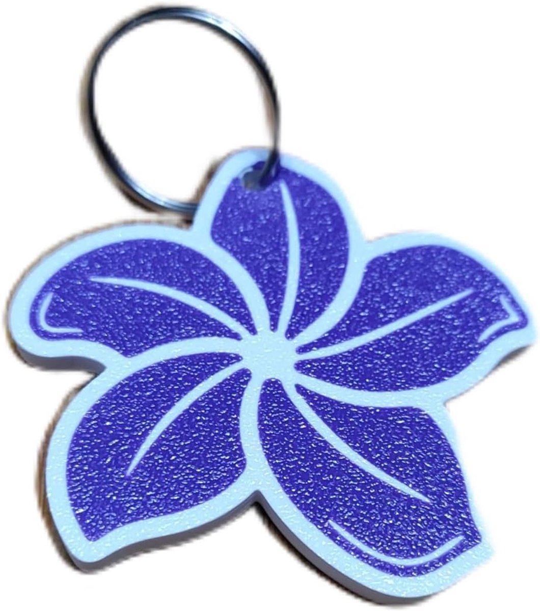 Plumeria sleutelhanger met ingebouwde NFC-chip, Wit en Paars, Eén maat