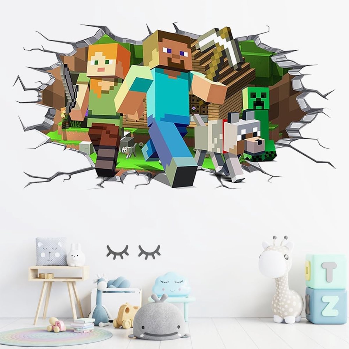 3D muursticker jongensslaapkamer - cartoon design - speelruimte decoratie - creëer een speelse sfeer - SnelShoppen