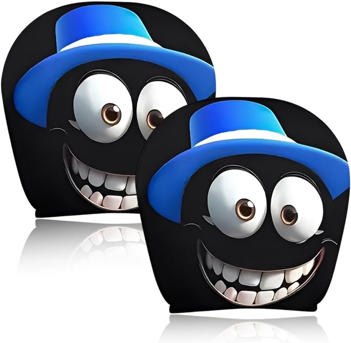 2 pack autohoofdsteunhoezen (blauwe hoed), Halloween hoofdsteunhoezen, autohoofdsteunhoezen voor auto-interieurdecoratie, grappige autohoofdsteunhoezen, universele stijl.