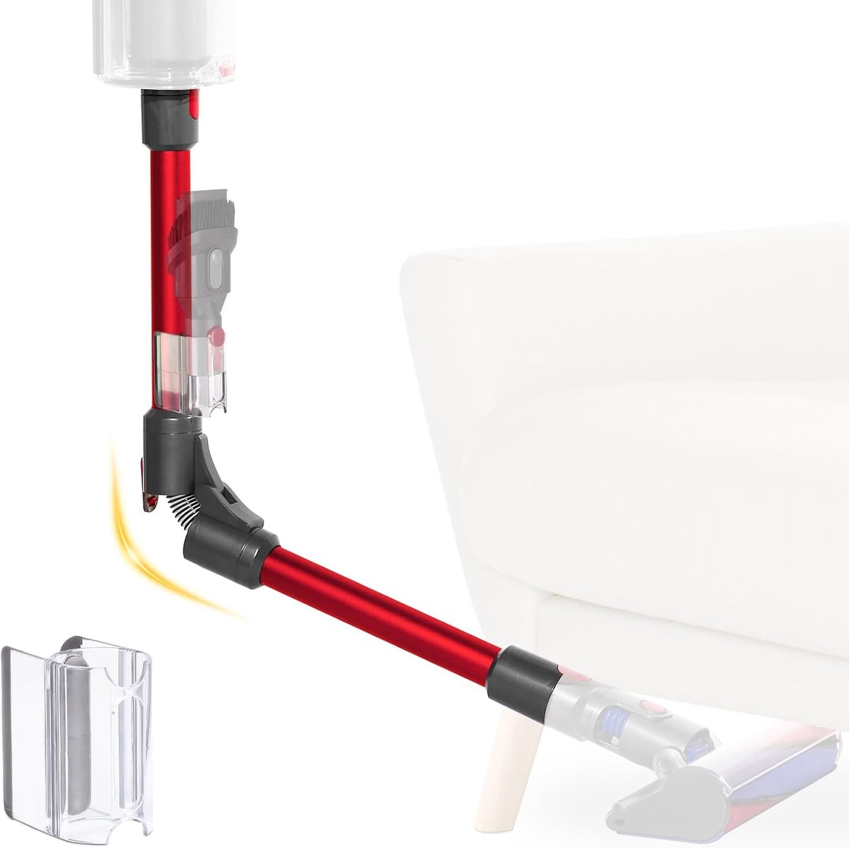 Telescopische buis, compatibel met Dyson V7, V8, V10, V11, V15, draadloze stofzuiger, verbeterde snelwisselende aluminium buis voor reiniging onder bed, banktafel, rood