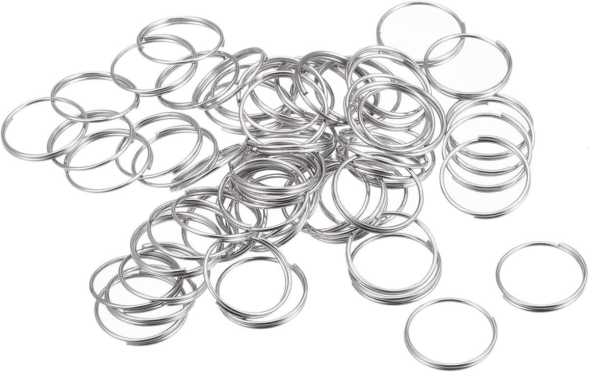 sourcing map 48 stuks dubbele lussen splitringen 14mm kleine ronde sleutelring zilverkleurig