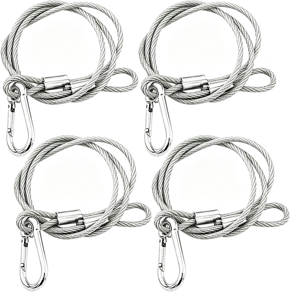Haken, veiligheidskabel, Yueser van 4 stuks, haken, veiligheidstouw, staaldraad, veiligheidskabel, roestvrij staal, voor DJ, podium, verlichting, fietsen en bagage