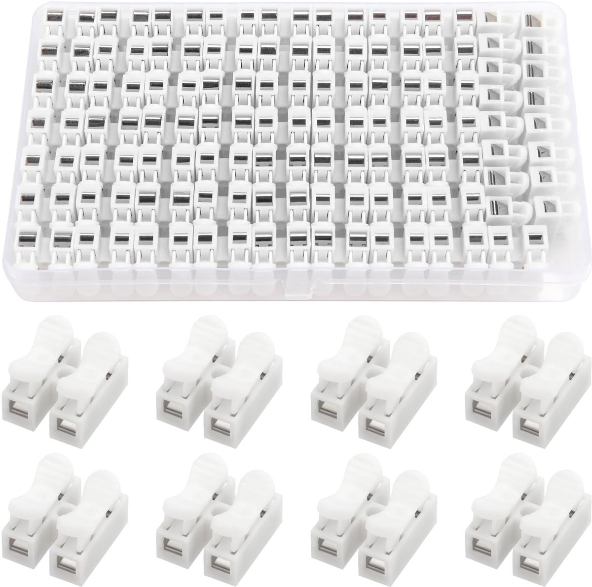 66 Stuks Veerconnector, CH2 Snelkoppeling, 2P Snelkoppeling Zonder Lassen, Kabelklem Klemmenblok, Schroefklem Barrièreblok voor LED-strip Lichte Draadverbinding