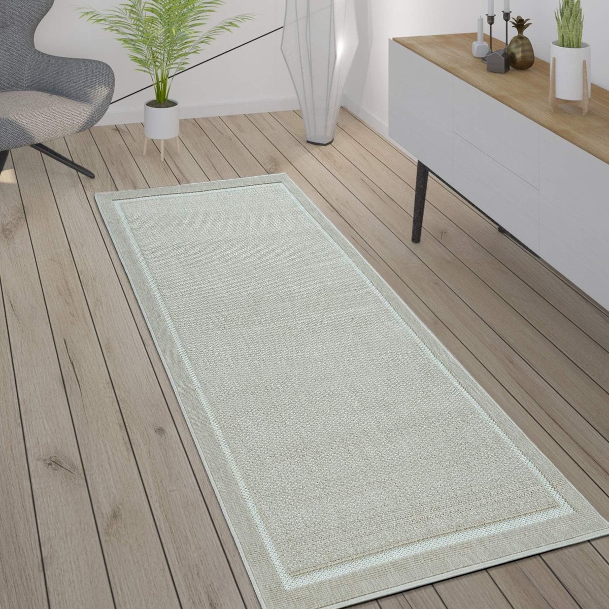 Home Binnen- en buitenvloerkleed, terras en balkon, weerbestendig Scandinavische stijl, Maat:80x150 cm, Kleur:Beige 2