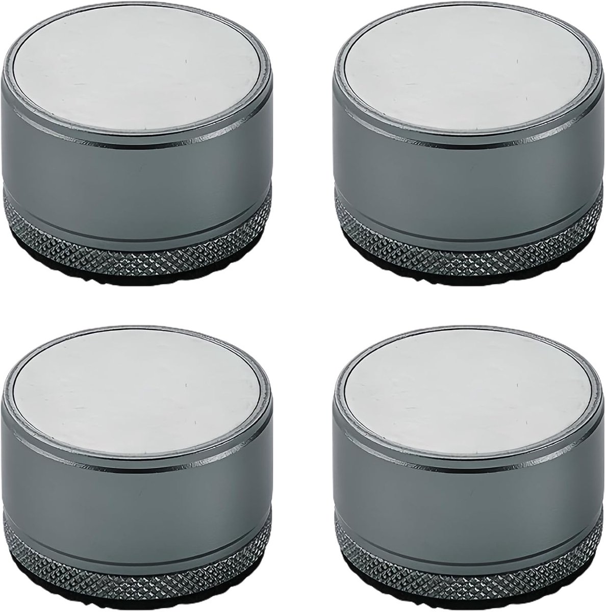 Set van 4 verstelbare metalen meubelverhogers, bedpoten voor stoel, tafel, bank, kast, badkamerkast, grijs, hoogte 2,8 cm-4 cm, diameter 40 mm