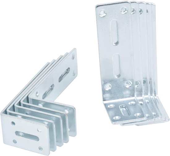 10 stuks verdikte hoekverbinders, verstelbare bevestigingshoeken, met 2 lange gaten, L-vorm, 90 graden hoekverbinding, metalen hoek, meubelhoek voor plank, tafel stoel, 3 mm dikte (wit 120 x 60 mm) — afbeelding 3
