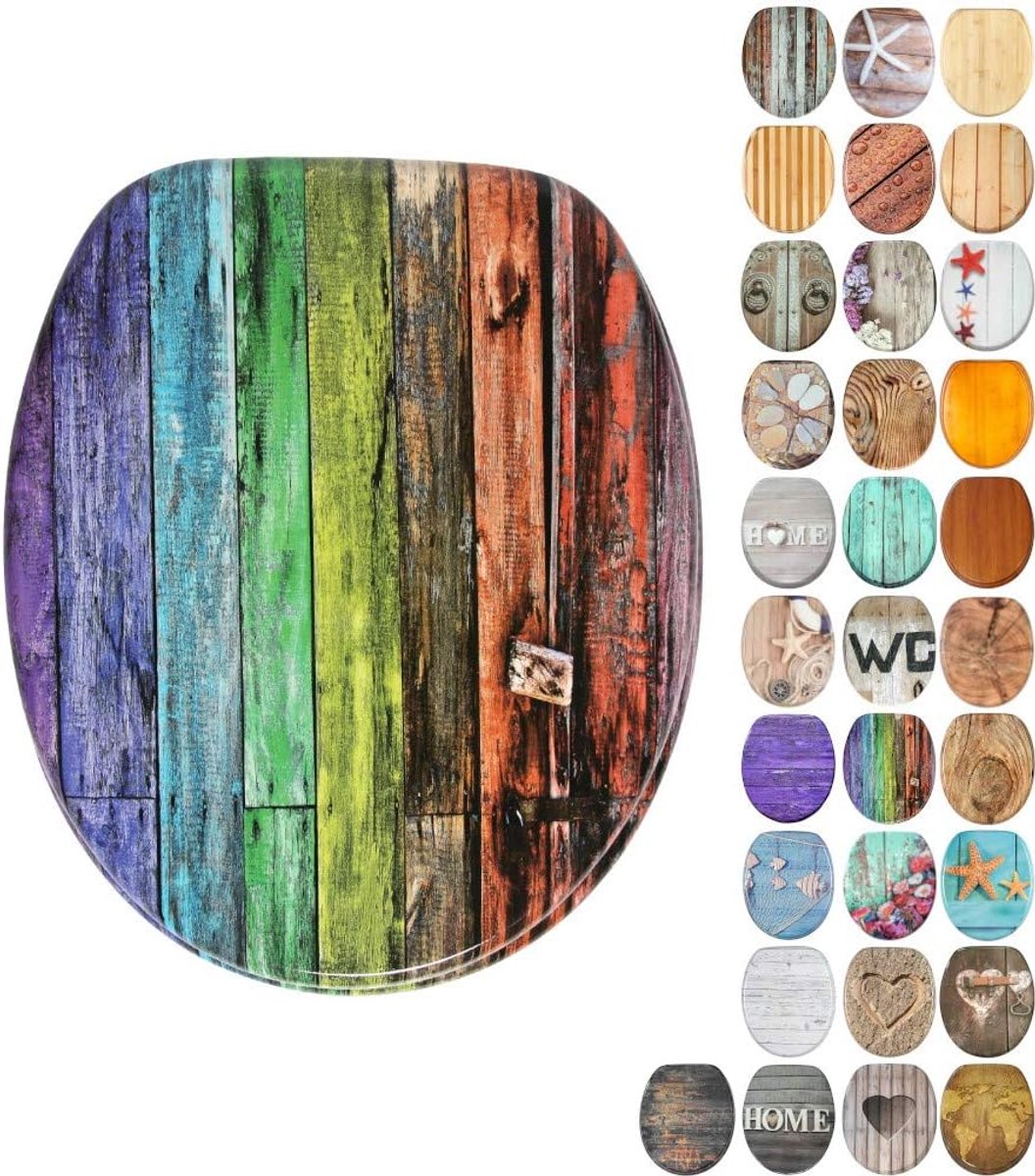 Vele mooie houten wc-brillen beschikbaar, hoogwaardige en stabiele kwaliteit (Rainbow)