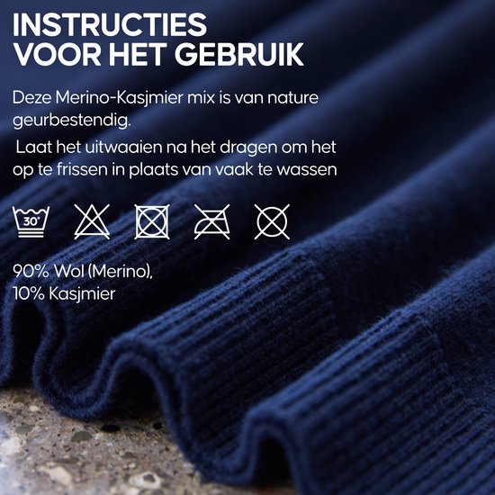 Pull DANISH ENDURANCE en laine mérinos et cachemire mélangés - Pull col rond en maille Premium - Douceur luxueuse - pour homme - Marine - Taille M