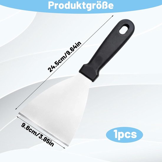 Driehoekige spatel, grillspatel, lemmet van roestvrij staal met handgreep, 12 x 12 cm, voor pizza, keuken en BBQ, spatel en deegschraper — afbeelding 4