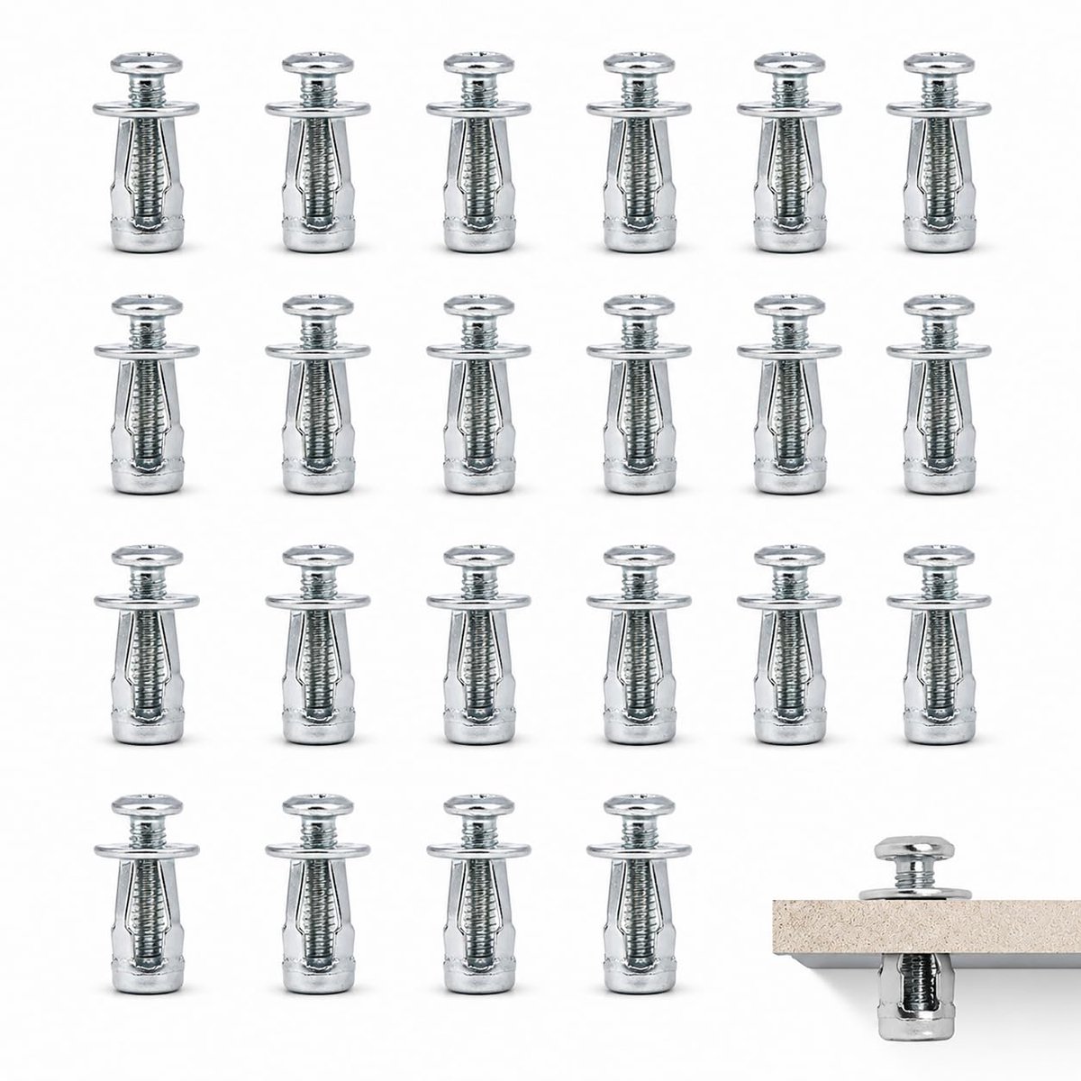 20 stuks metalen pluggen M6 x 25 voor gipsplaten en holle behuizing, expansiemoeren van koolstofstaal, ankers voor zware belasting voor scheidingswanden, holle baksteen en metaalplaat