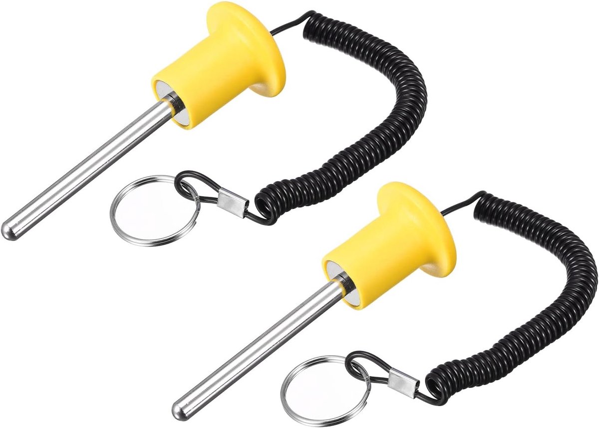 sourcing map 2 stuks 8 mm x 80 mm gewichtsstapel pen met trekkoord magnetisch krachttrainingsapparaat accessoire voor fitnesstraining geel