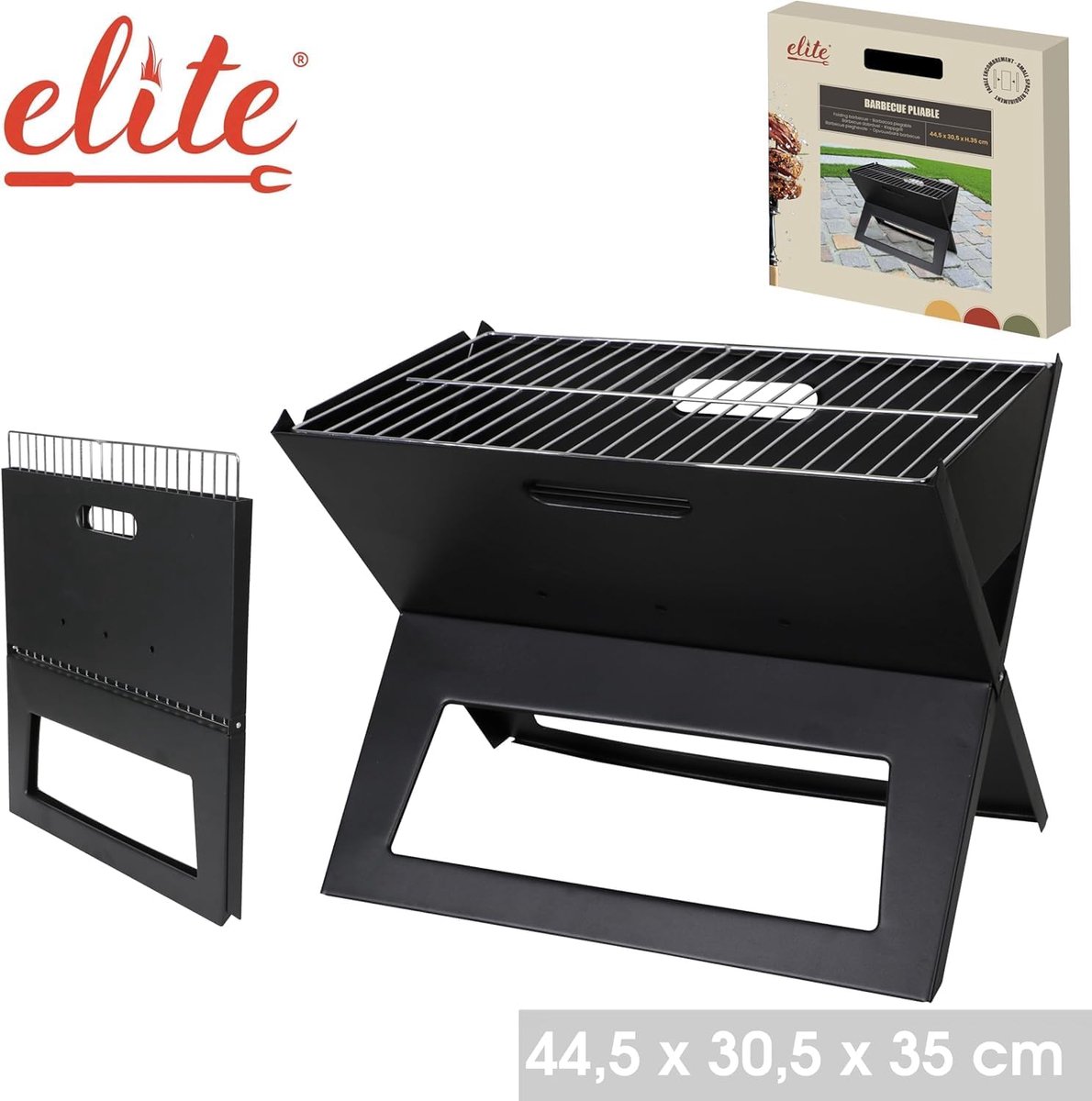 Barbecue 44.5x30.5xH35cm - opvouwbaar ontwerp - hoogwaardige materialen - ideaal voor onderweg - SnelShoppen
