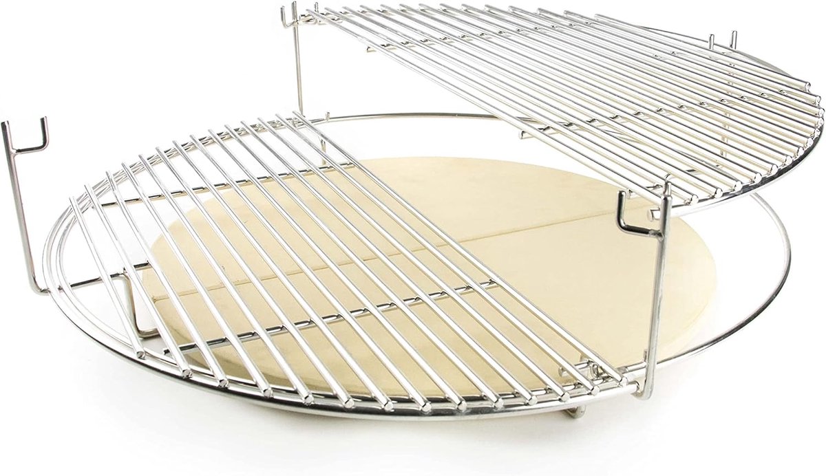 Kamado pro set - multi-piece grid divider - RVS half maanrooster - optimaal grillen met zones - SnelShoppen