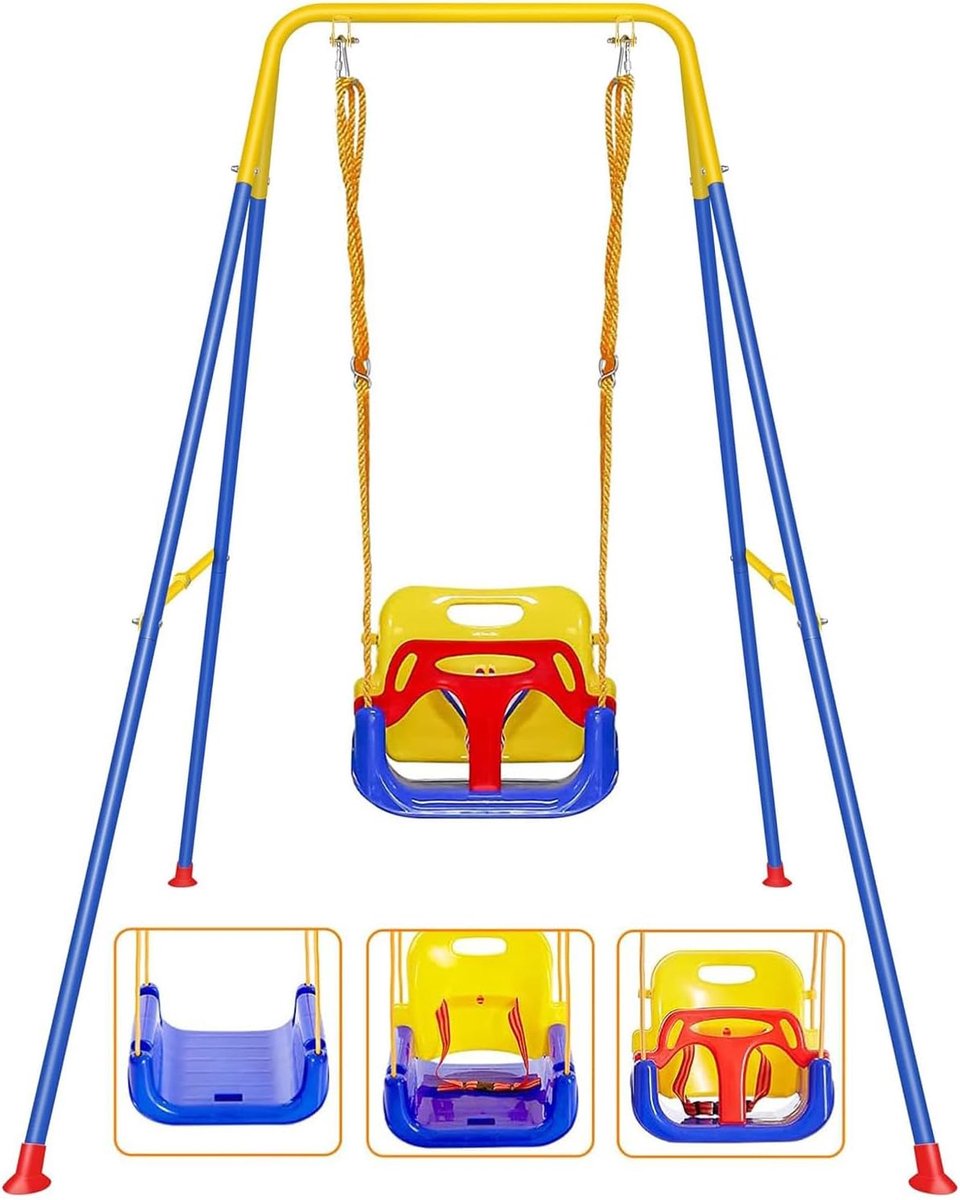 3 in 1 Peuter Swing Set Opvouwbare Baby Schommels voor Tuin Outdoor Indoor Heavy-Duty Kids Swing met Baby Seat voor Baby/Kinderen Gift