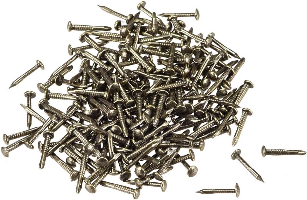 Nagels, 1 x 10 mm, voor doe-het-zelf decoratieve foto's, houten kisten, huishoudelijke accessoires, bronzen kleur, 500 stuks