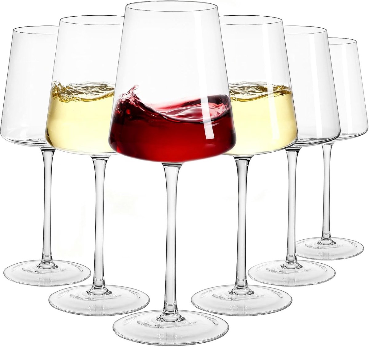 Wijnglazen set van 6: 400 ml loodvrij kristal lange steel handgeblazen witte wijnglazen cadeau voor vrouwen proeven thuis restaurant bruiloft feest