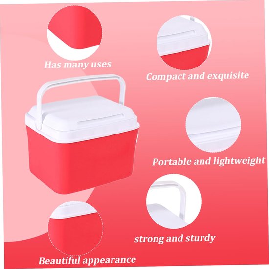 Mini Koelbox - Lunchbox Koeler - Eten Vers Houden - Dubbele Isolatie Functie - 5 Liter - Rood — afbeelding 2