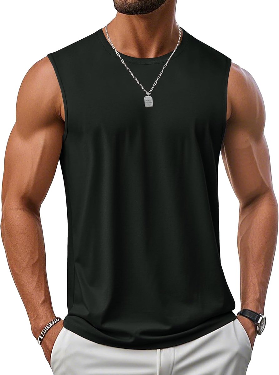 Heren Vesten Tops UPF 50+ Katoen Tank Top Gym Activewear Mouwloze T-shirts Workout Running Vest