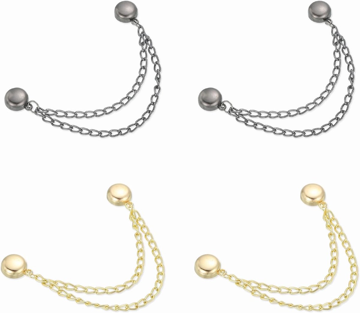 Wasknijpers, ronde clips met ketting, kledingklemmen, hijab-magneten, kleding, sjaals, benen, broeken, broches, goud/zwart