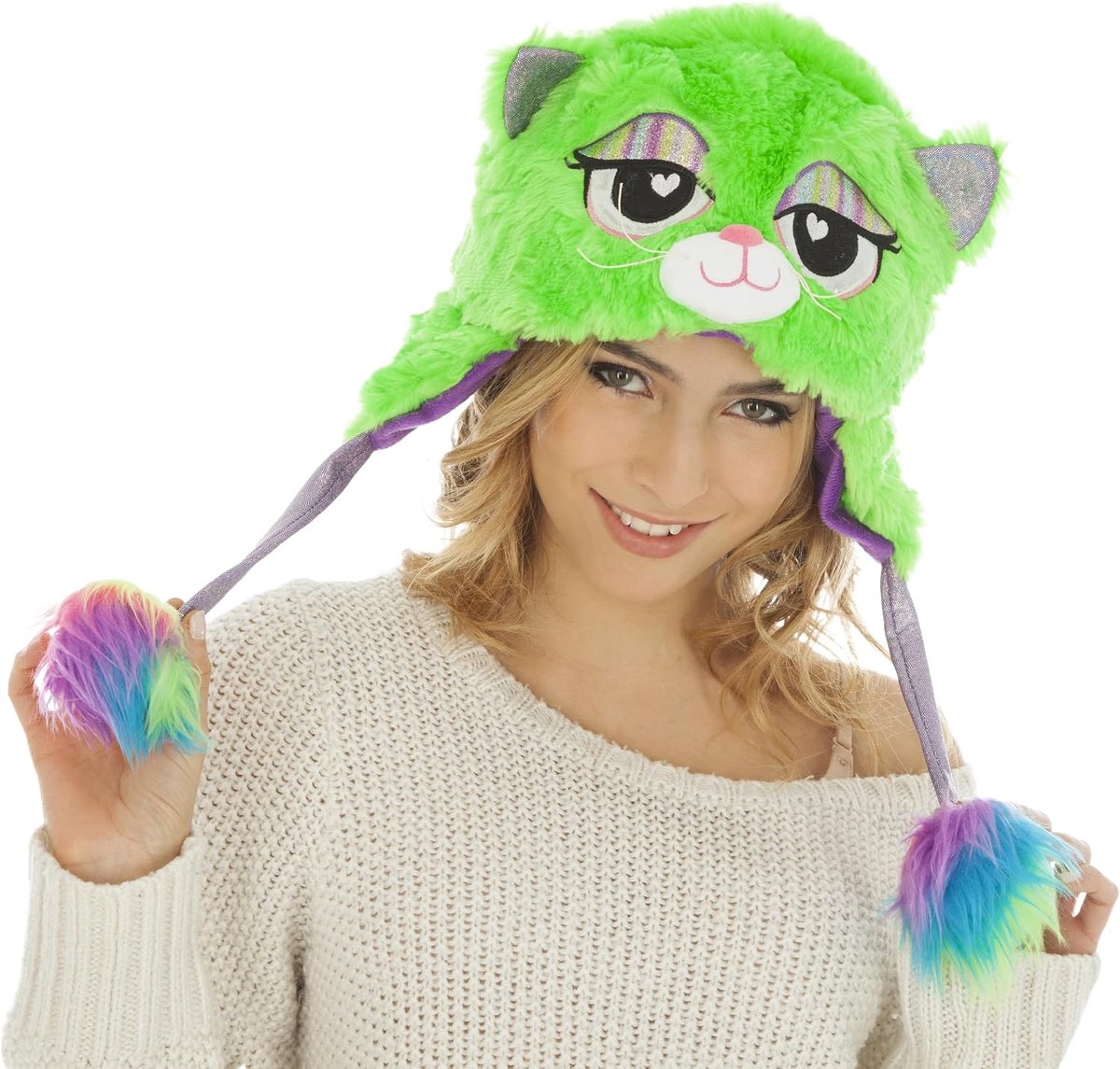- Dierenmuts voor volwassenen, pluche hoed met dierengezicht | Kostuumaccessoire voor carnaval en themafeest, pluche muts met dierenmotief voor volwassenen