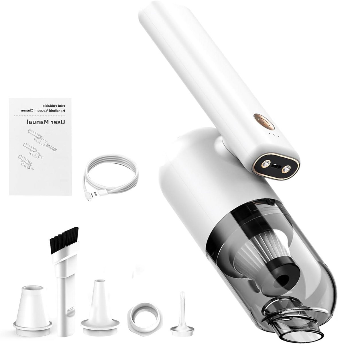 Draadloze Handstofzuiger - Draagbare Stofzuiger Auto - Auto Interieur Reinigen - Dubbel LED-licht - 18L x 16B x 6H cm