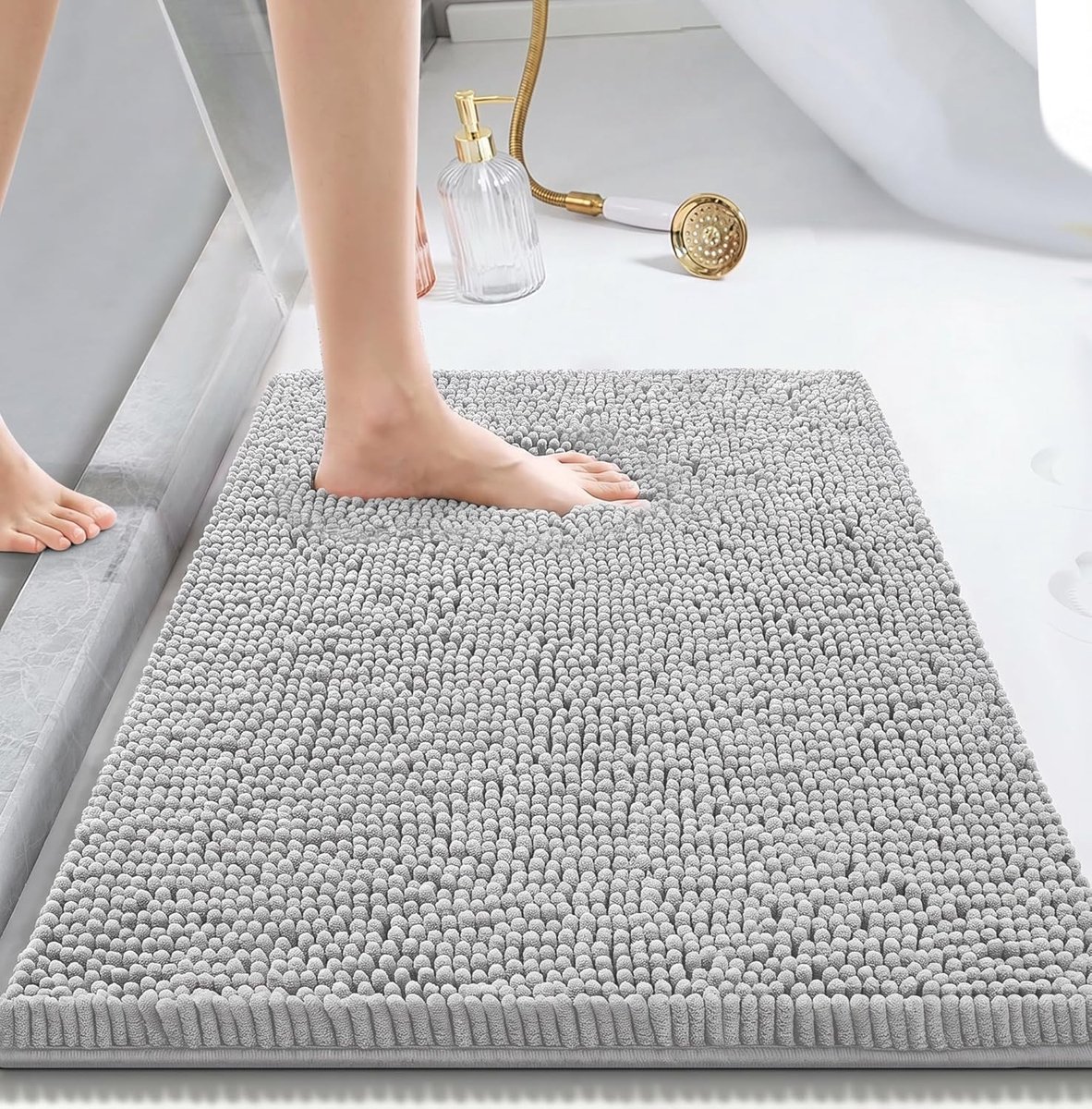 Badmat 40 x 60 cm - zacht chenille - absorberend - antislip voor douche en bad - SnelShoppen