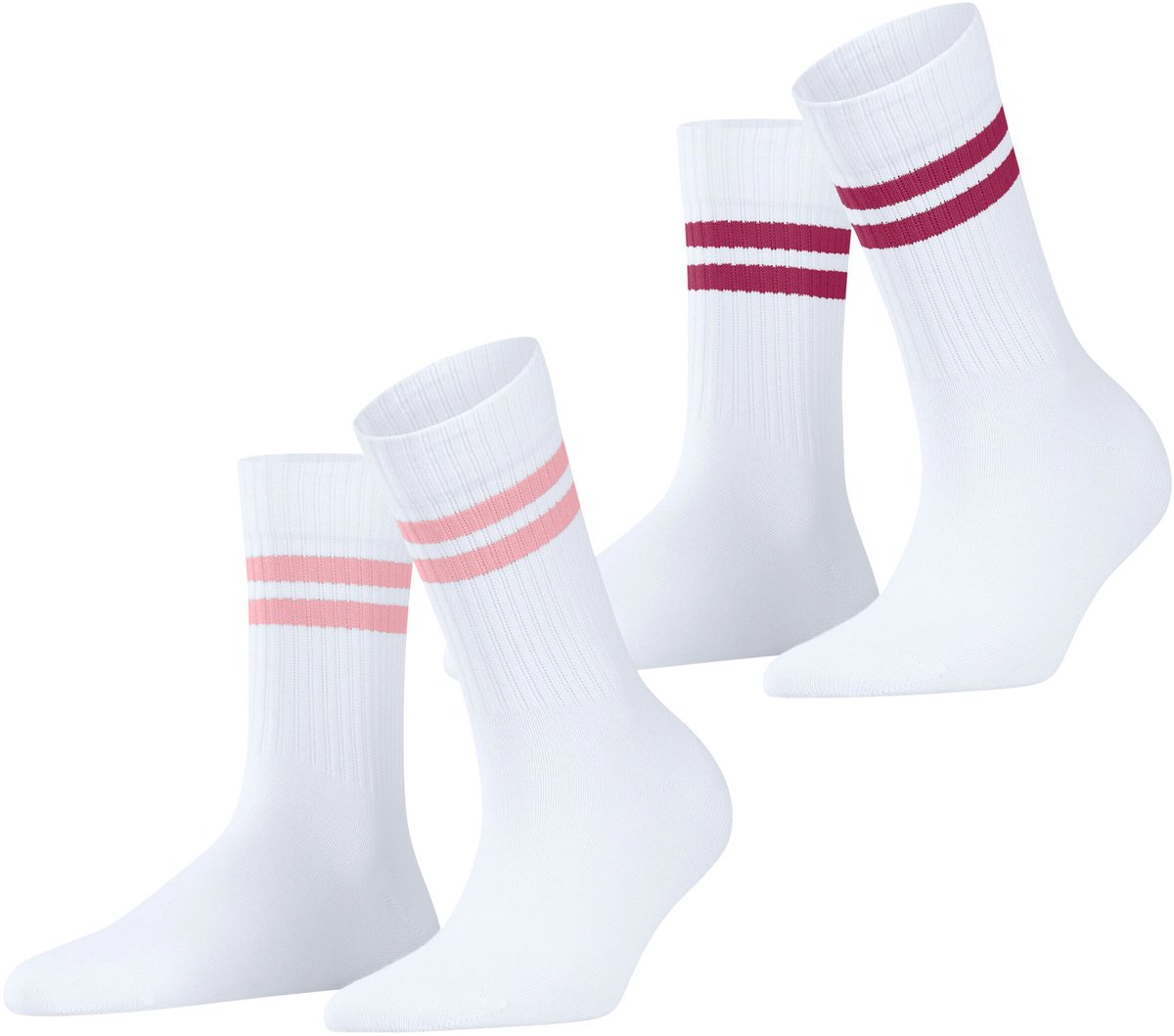Esprit Tennis Stripe 2-Pack gedessineerd katoen multipack sokken dames wit - maat 35-38