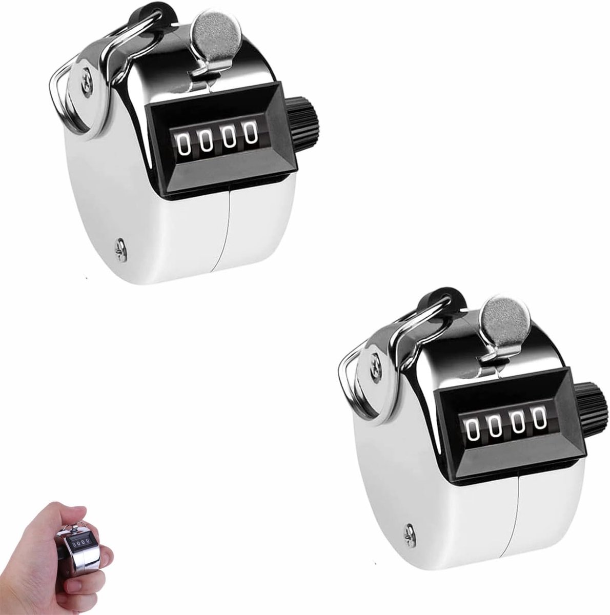 Handtelkers 2 Stuks - 4 Digit Metaal - Mechanische Klikker - Perfect voor Telwerk en Breien - SnelShoppen