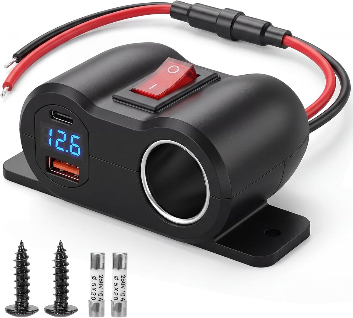 USB-stopcontact sigarettenaansteker splitter - dubbele oplaadaansluiting - 120W universeel stopcontact - SnelShoppen