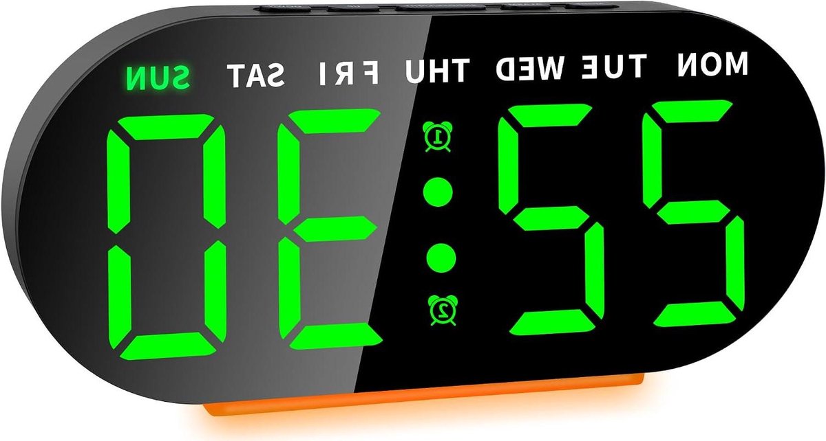 Digitale Wekker - Tafelklok LED - Wakker Worden - Groot LED Display - 18 cm - Zwart-Groen