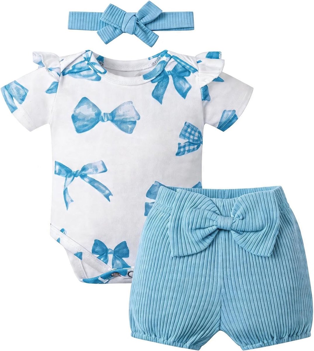 Babykleding voor vroeggeborenen - set voor meisjes - korte mouwen met ruches - schattige outfit voor de zomer - SnelShoppen