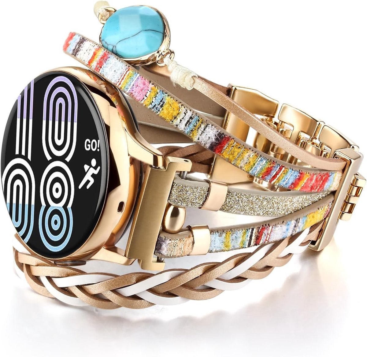 Boho Horlogeband 20mm - Leer - Geschikt voor Samsung Galaxy Watch 7/6/5/Active 2 - Stijlvolle upgrade - SnelShoppen
