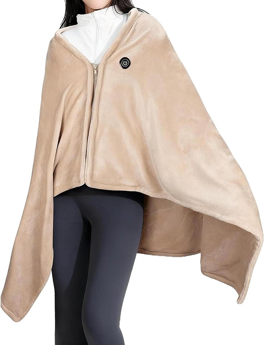 Verwarmde Plaid - Elektrische Deken Cape - Warm Blijven - USB Oplaadbaar - 156 x 86 cm - Grijs