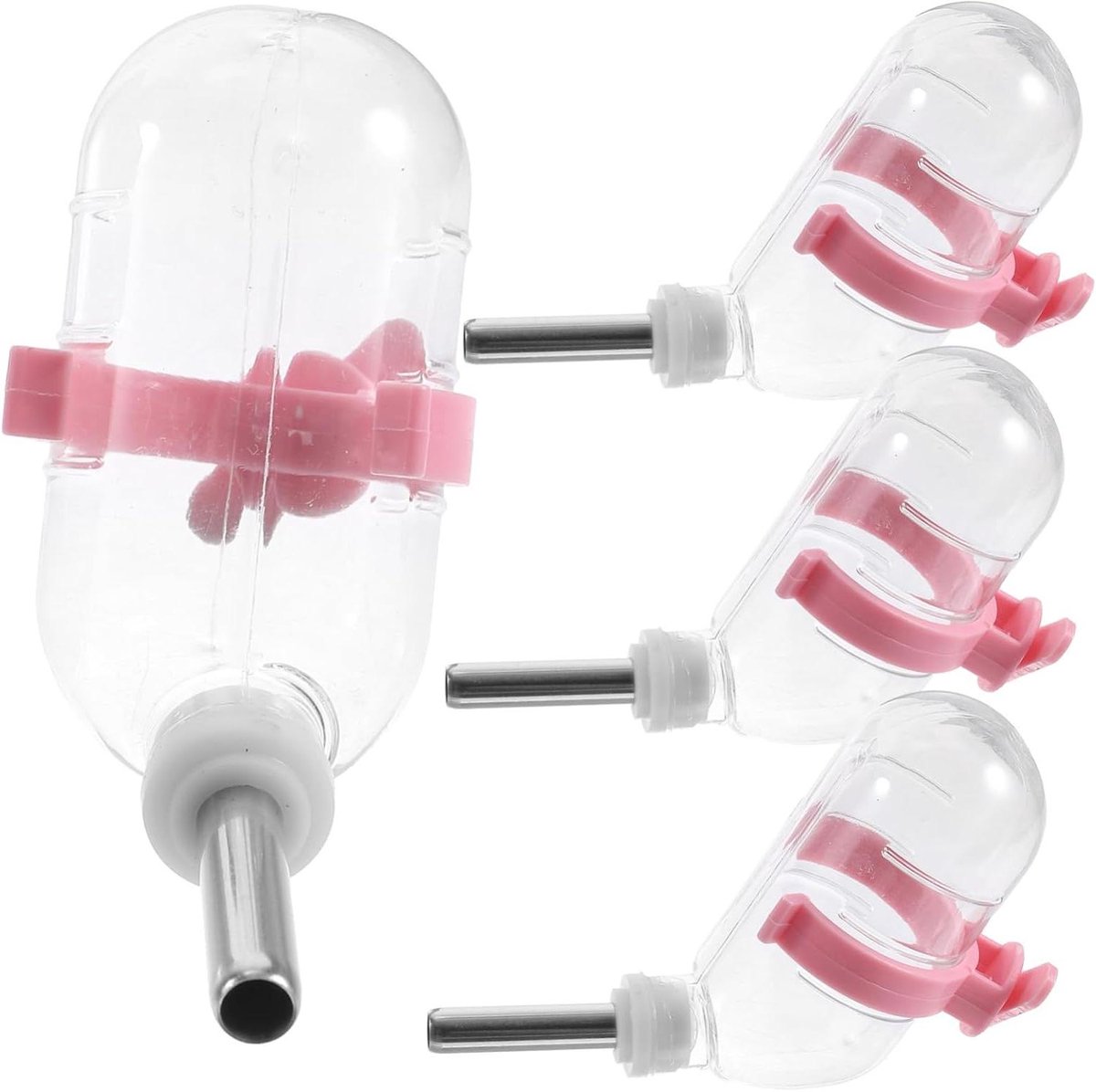 Waterfles Hamster - Drinkfles Dier - Dieren Hydrateren - Lekvrij Ontwerp - 60 ml - Roze Transparant