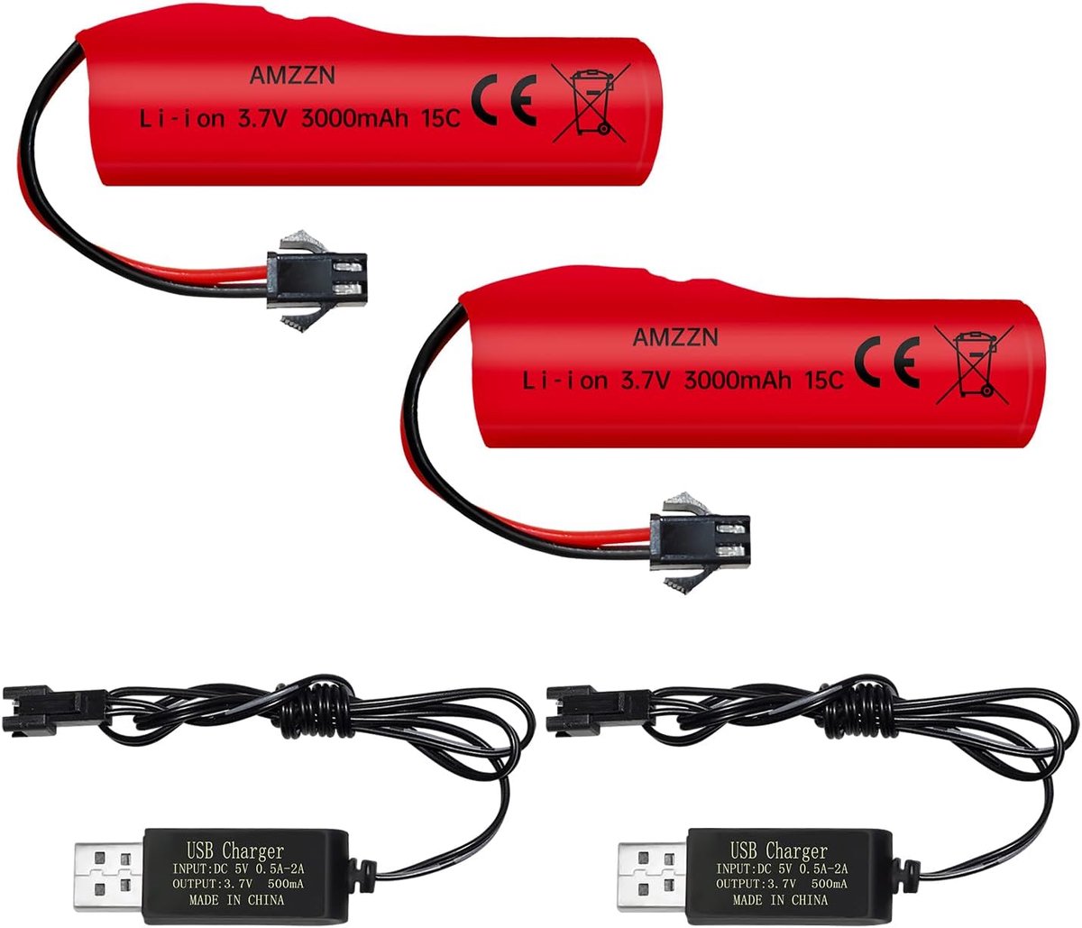Lithium Ion batterij 3000mAh - 3.7V - met SM-2P plug - geschikt voor DE42, DE44, DE45, DE68 voertuigen - SnelShoppen