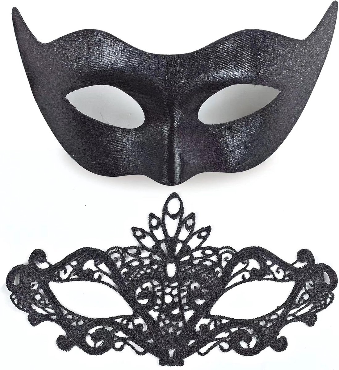 Lace Ogenmasker Zwart - Venetiaans Masker - Set van 2 - Perfect voor Feestjes - SnelShoppen